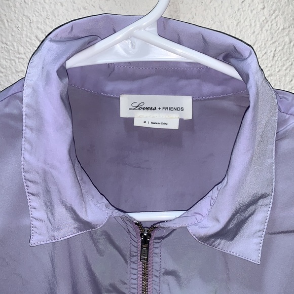 Lovers & Friends Lavender Crop zip-up Retro Windbreaker lightweight crop jacket - Picture 7 of 17